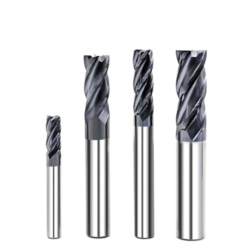 Hrc50 4-schneidige CNC-Nanobeschichtung, Wolframstahl, Hartmetall-Oberfläche, Flachmesser, Schaftfräser, CNC-Bearbeitungswerkzeuge, Fräser aus Edelstahl (1 Stück/1,5 x 4 C x 4 D x 50 L) von URTYP