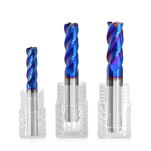 Hrc70 4-schneidiger Fräser mit blauer Nanobeschichtung, flacher Schaftfräser aus Wolframstahl und Hartmetall für die CNC-Bearbeitung von Schaftfräswerkzeugen (12x30Cx12Dx75L) von URTYP