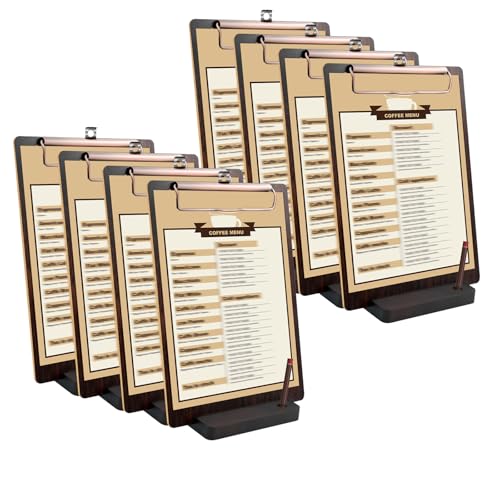 URbantin 8 Stück A5 Klemmbrett aus Holz,Klemmbrett Holz,Menühalter aus Holz für Restaurants, Klemmbretter mit hölzerner Basis,Clipboard von URbantin