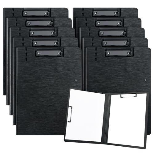 URbantin A4 Klemmbrett, 10 Stück Faltbare Klemmbretter Mit Zwei Clips, Dokumenten Organizer für Geschäft, Büro, Schule Oder Restaurant (Schwarz) von URbantin