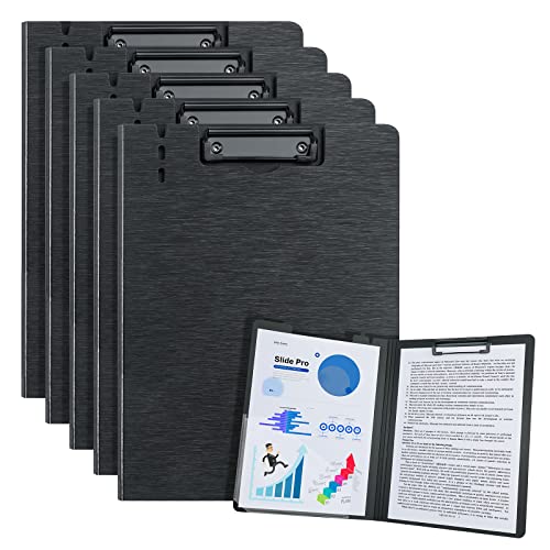 URbantin Klemmbrett Ordner, 5 Pack Faltbare A4 Klemmbretter mit Tasche für Geschäft, Büro, Schule oder Restaurant (Schwarz) von URbantin