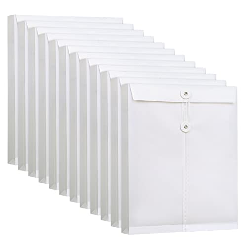 URbantin 12 Stück Dokumentenmappe mit Schnurverschluss,A4 Kunststoff Dokumentenmappe für Büro,Schule,Zuhause (Weiß) von URbantin