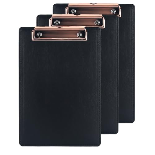 URbantin A5 Klemmbrett, 3 Stück Klemmbretter mit Loch zum Aufhängen,PU Clipboards für Geschäft, Büro, Schule oder Restaurant,Schwarz von URbantin