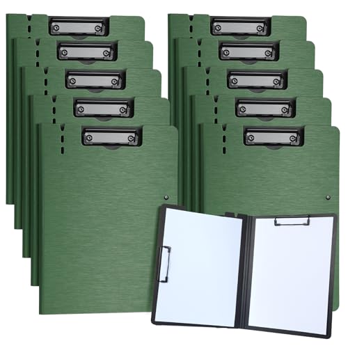 URbantin Klemmbrett,10 Stück A4 Faltbare Klemmbretter mit Zwei Clips,Dokumenten Organizer, Klemmbretter für Geschäft,Büro, Schule Oder Restaurant (Grün) von URbantin
