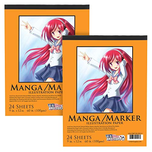 U.S. Art Supply Premium Manga-Marker-Papier, 22,9 x 30,5 cm, 100 g/m², 24 Blatt (2 Stück) von US Art Supply