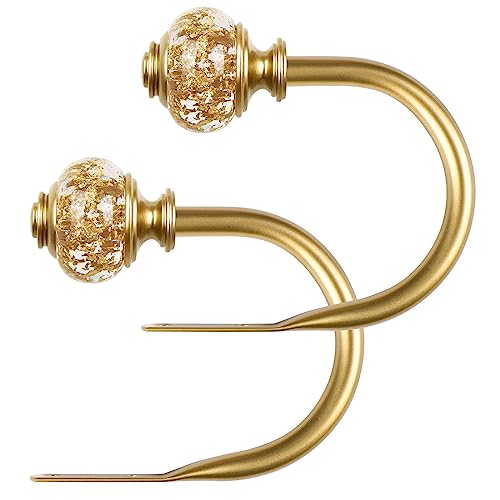USFOOK Vorhang-Raffhalter, dekorative Raffhalter für Fenster, Vorhang-Raffhalter für die Wand mit goldfarbenen durchscheinenden Endstücken (L x B): 10,9 x 8,6 cm, 2 Stück von USFOOK