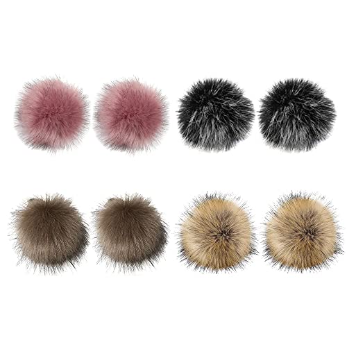 OHYER 8 Stück Kunstfell Bommel Pompon Fellbommel Kunstpelz Flauschige Pompons Ball Fellpompon mit Elastischer Schlaufe für Mützen Tasche Schals Schlüsselanhänger Dekoration Zubehör 10cm (Farbe B) von OHYER