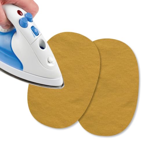 USIT, 2 Stück Mini-Flicken zum Aufbügeln aus Jerseystoff, 13x9 cm, Ideal zur Reparatur von Trainingsanzügen, Hemden und Sporthosen, Gelb USIT, 2 Stück Mini-Flicken zum Aufbügeln aus Jerseystoff, 13x9 cm, Ideal zur Reparatur von Trainingsanzügen, Hemden und Sporthosen, Gelb von USIT