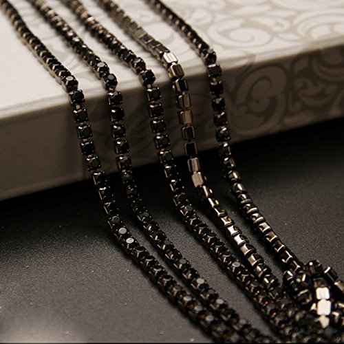 USIX 9,1 m lange Kette mit Strass-Steinen in verschiedenen Größen, für Bastelarbeiten, Näharbeiten, Schmuckherstellung, Tiefschwarze Kette, SS12/3,0 mm USIX 9,1 m lange Kette mit Strass-Steinen in verschiedenen Größen, für Bastelarbeiten, Näharbeiten, Schmuckherstellung, Tiefschwarze Kette, SS12/3,0 mm von USIX