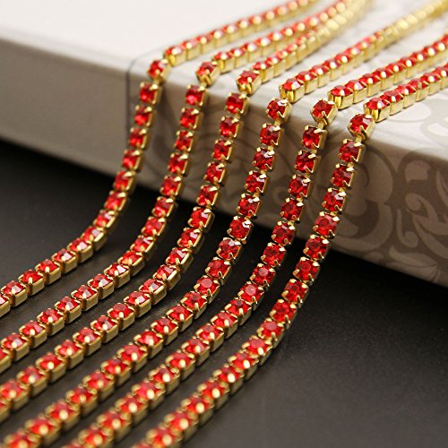 USIX Kristall-Strass-Kette zum Schließen von Ketten, verschiedene Größen, für Bastelarbeiten, Nähen, Schmuckherstellung, Red-Gold Chain, SS12/3.0MM USIX Kristall-Strass-Kette zum Schließen von Ketten, verschiedene Größen, für Bastelarbeiten, Nähen, Schmuckherstellung, Red-Gold Chain, SS12/3.0MM von USIX