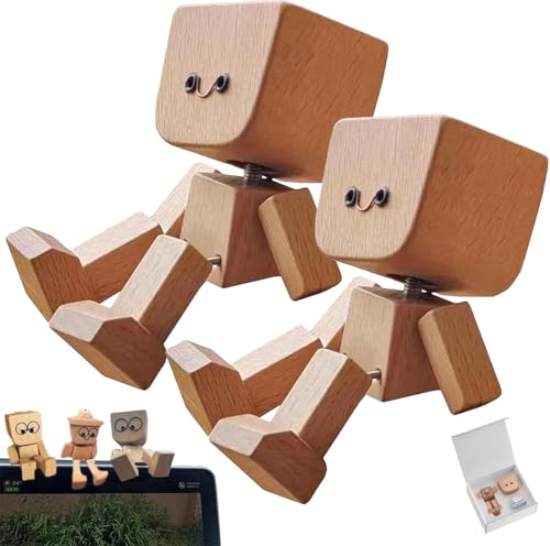 Schüttelmann Wackelfigu Holz Auto, Wackelnder Holzmann SchüTtelmann Aus Auto Holz Charmante Kleine Holzfigur Die Mit 12 Magnetischen Ausdrücken Schwankt (Type A 2pcs, Without Aromatherapy) von USMEI