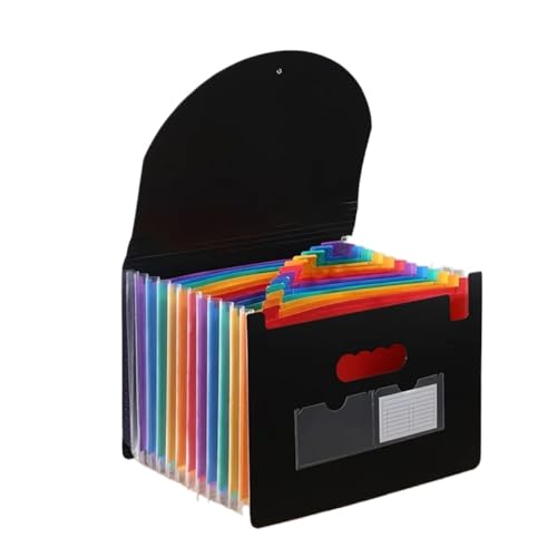 USOHJZ Akkordeonordner Organize 2 Stück 13/25 Taschen Akkordeon-Aktenordner Fächermappe Organizer Ablagebox Tragbarer bunter Papier-/Rechnungs-/Quittungs-/Dokumentenhalter(13 grids -6 Lines) von USOHJZ