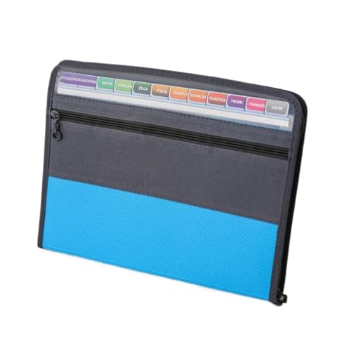 USOHJZ Akkordeonordner Organize 2 Stück A4 13-lagiger Akkordeon-Datei-Organizer, wasserdicht, Doppelreißverschluss, Ordner, Dokumentenpaket, Studentenbüro, Schreibwaren(Blue) von USOHJZ