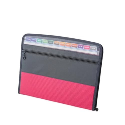 USOHJZ Akkordeonordner Organize 2 Stück A4 13-lagiger Akkordeon-Datei-Organizer, wasserdicht, Doppelreißverschluss, Ordner, Dokumentenpaket, Studentenbüro, Schreibwaren(Pink) von USOHJZ