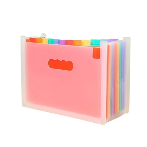 USOHJZ Akkordeonordner Organize 2 Stück Fächermappen mit 12 Fächern, A4-Format, Ablageordner, Organizer, große Kapazität, tragbare Akkordeon-Dateibox for das Klassenzimmerbüro(Pink) von USOHJZ