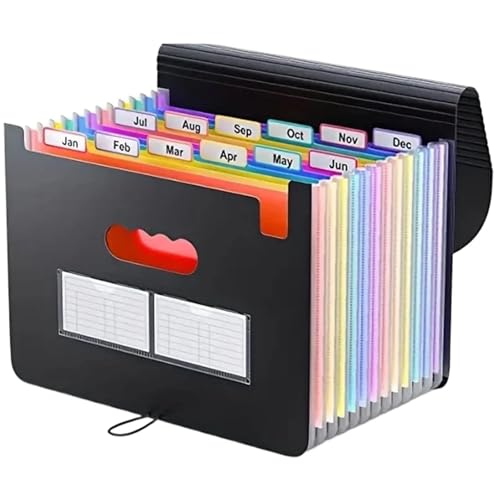 USOHJZ Akkordeonordner Organize 2 Stück Fächermappen mit 12 Fächern, A4-Format, Aktenordner-Organizer, große Kapazität, tragbare Akkordeon-Dateibox USOHJZ Akkordeonordner Organize 2 Stück Fächermappen mit 12 Fächern, A4-Format, Aktenordner-Organizer, große Kapazität, tragbare Akkordeon-Dateibox von USOHJZ
