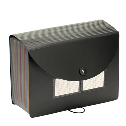 USOHJZ Akkordeonordner Organize Erweiterbarer Aktenordner, tragbarer Dokumenten-Organizer im Akkordeonformat A4 mit 24 Fächern und farbigen Registerkarten, for Studenten(Black) von USOHJZ