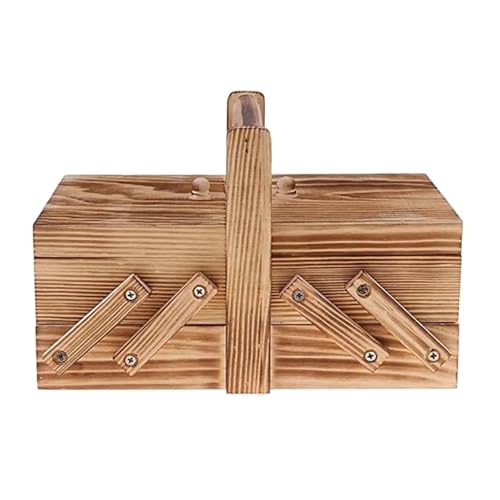 USOHJZ NäHkasten Tragbarer Nähkästchen-Organizer aus Holz mit Fächern, Faden-Nähkorb, Organizer, groß for Schmuck, Knöpfe, Karten, Aufbewahrung, Schreibtisch-Organizer(Beige) von USOHJZ