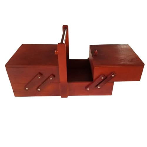USOHJZ NäHkasten Tragbarer Nähkästchen-Organizer aus Holz mit Fächern, Faden-Nähkorb, Organizer, groß for Schmuck, Knöpfe, Karten, Aufbewahrung, Schreibtisch-Organizer(Red) von USOHJZ