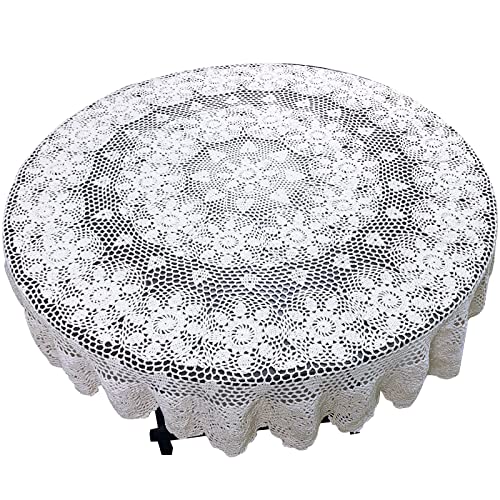 USTIDE Crochet Tischdecke Rund Vintage Baumwolle Spitze Tisch Overlays, Baumwolle, Weiß, 60-inch USTIDE Crochet Tischdecke Rund Vintage Baumwolle Spitze Tisch Overlays, Baumwolle, Weiß, 60-inch von USTIDE