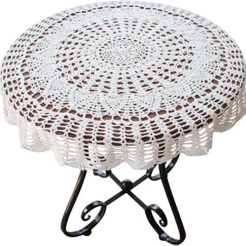 USTIDE Handgefertigte Häkel-Tischdecke aus Baumwolle, rund, weiß, gehäkelt, romantische Kreis-Tischdecke für Party, Hochzeit, Esszimmer, Nachmittagstee, 100 cm USTIDE Handgefertigte Häkel-Tischdecke aus Baumwolle, rund, weiß, gehäkelt, romantische Kreis-Tischdecke für Party, Hochzeit, Esszimmer, Nachmittagstee, 100 cm von USTIDE