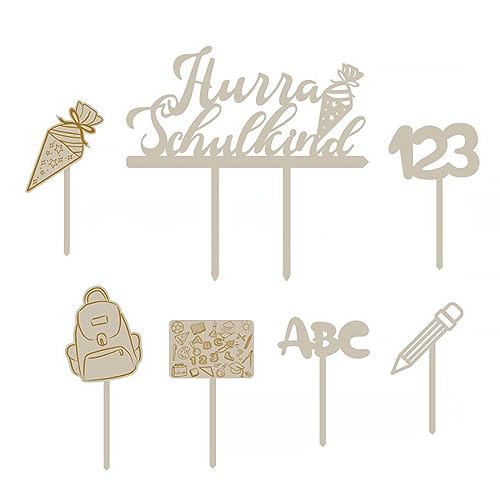 USTNIR Tortendeko Einschulung 10tgl. aus Holz Junge Mädchen Schulkind Zuckertüte Cake Topper ABC 123 Cupcake Torte Deko Kuchendeko Schulanfang USTNIR Tortendeko Einschulung 10tgl. aus Holz Junge Mädchen Schulkind Zuckertüte Cake Topper ABC 123 Cupcake Torte Deko Kuchendeko Schulanfang von USTNIR