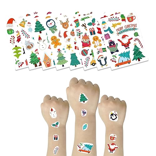USTNIR Weihnachtssticker Set, Bunte Motiv Sticker (8 Aufkleber, Papier) Selbstklebende Weihnachtsdeko, permanent haftende Etiketten für Weihnachten, Geschenke, Basteln, Adventskalender von USTNIR