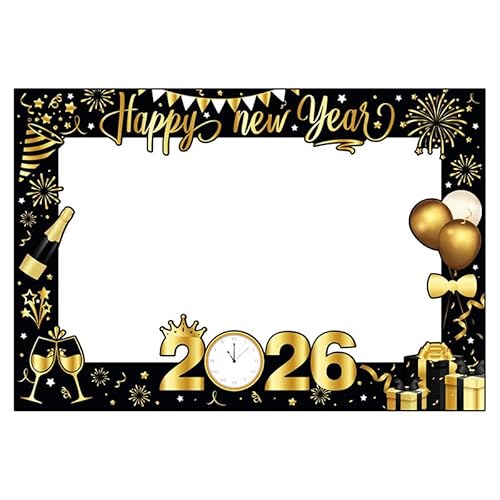 2026 Happy New Year Photo Booth Frame 2026 Selfie Picture Frame Happy New Year's Eve Party Photo Booth Props Supplies von USUKUSI