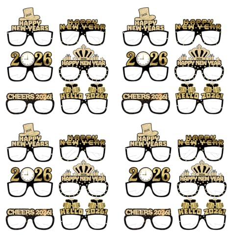 USUKUSI Happy New Year's Eve Glasses 2026 - 24 Stück | Partyzubehör Jahr 2026, Dekorationen Brillen, von USUKUSI