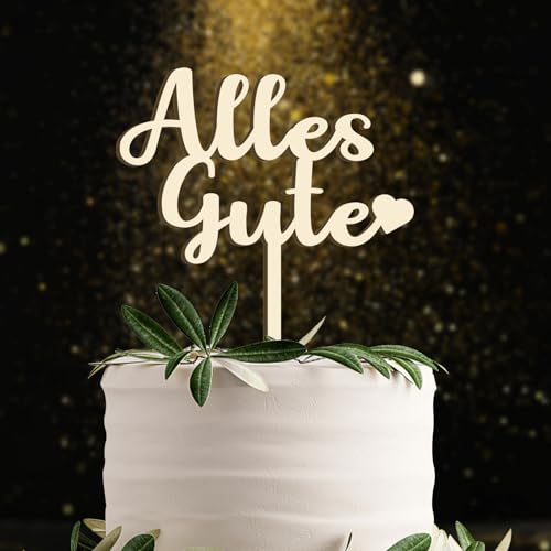 Cake Topper Alles Gute aus Holz, Kuchen Deko Torten Topper Geburtstag für Mädchen Jungen Frauen Mann von UTEFIF