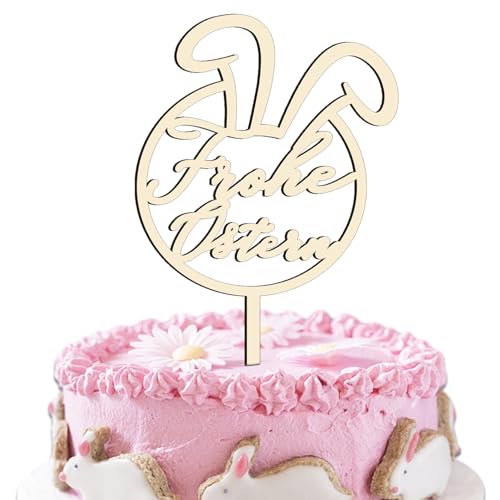 Cake Topper "Frohe Ostern" aus Holz,Kuchendekoration zum Osterfest, Osterdeko Geschenkidee,für Party Kuchen Dekorationen Zubehör von UTEFIF