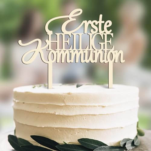Cake Topper Holz - Erste Heilige Kommunion, Torten Topper Tortendeko, Tortendeko Party Dekoration Supplies für Junge Mädchen von UTEFIF