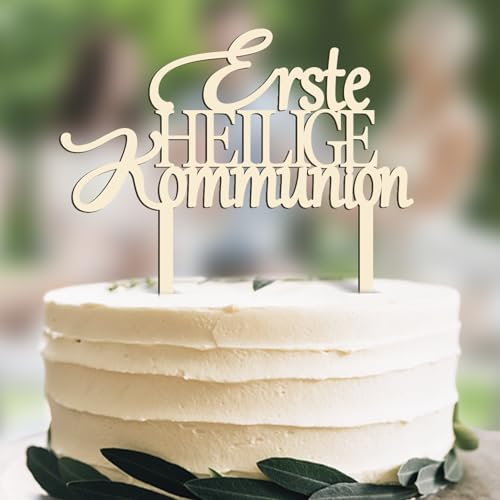 Cake Topper Holz - Erste Heilige Kommunion, Torten Topper Tortendeko, Tortendeko Party Dekoration Supplies für Junge Mädchen von UTEFIF