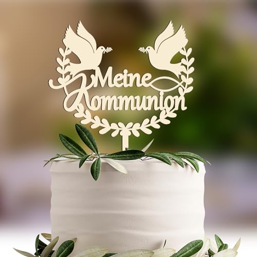 Cake Topper Holz - Meine Kommunion, Torten Topper Tortendeko, Kommunion Torten Topper Kommunion Dekoration für Junge Mädchen von UTEFIF