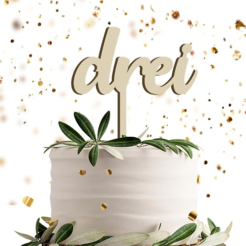 DREI Kuchentopper Cake Topper Geburtstag Dekoration aus Holz für 3.Geburtstag (DREI) von UTEFIF