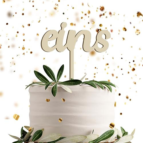 EINS Kuchentopper Cake Topper Geburtstag Dekoration aus Holz für 1.Geburtstag (EINS) von UTEFIF