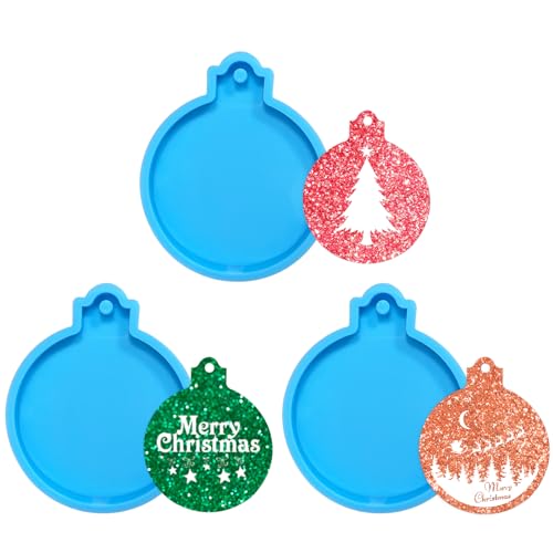 UTEFIF 3PCS Silikonformen für Weihnachten, Weihnachten Resin,Silikonform Epoxidharz Formen Silikon,DIY Gießform Harz Silikonformen für Weihnachtskugeln Weihnachtsbaum Deko von UTEFIF