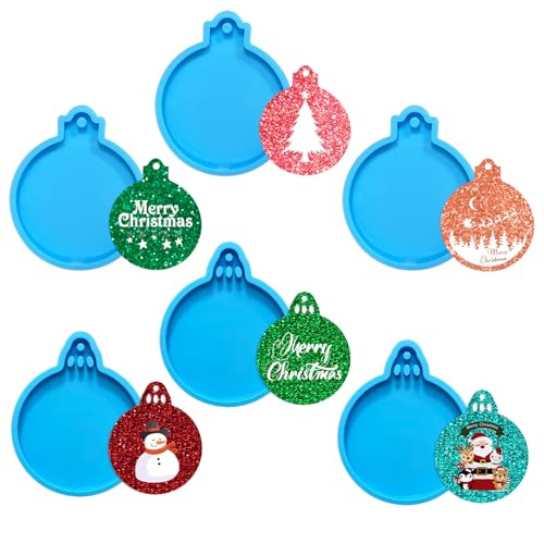 UTEFIF 6 PCS Silikonformen für Weihnachten, Weihnachten Resin,Silikonform Epoxidharz Formen Silikon,DIY Gießform Harz Silikonformen für Weihnachtskugeln Weihnachtsbaum Deko von UTEFIF