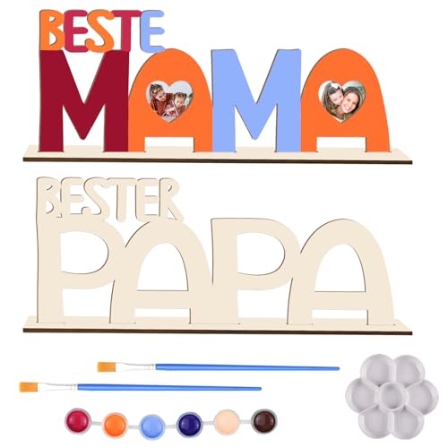 UTEFIF Holzbuchstaben Bastelset PAPA and MAMA Bilderrahmen, Geschenkideen für MAMA PAPA, Papa Mama Geschenk Geburtstag Weihnachten, Holzbuchstaben Bastelset mit Farben and Pinsel UTEFIF Holzbuchstaben Bastelset PAPA and MAMA Bilderrahmen, Geschenkideen für MAMA PAPA, Papa Mama Geschenk Geburtstag Weihnachten, Holzbuchstaben Bastelset mit Farben and Pinsel von UTEFIF