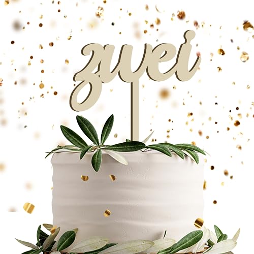 ZWEI Kuchentopper Cake Topper Geburtstag Dekoration aus Holz für 2.Geburtstag (ZWEI) von UTEFIF
