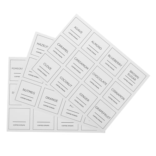 3 Blätter Wasserdichte Syrup aus PVC Minimalistische Aufkleber für Organisation von Flaschen und Behältern Wiederverwendbare Küchenlabel für Sirup von UTHCLO