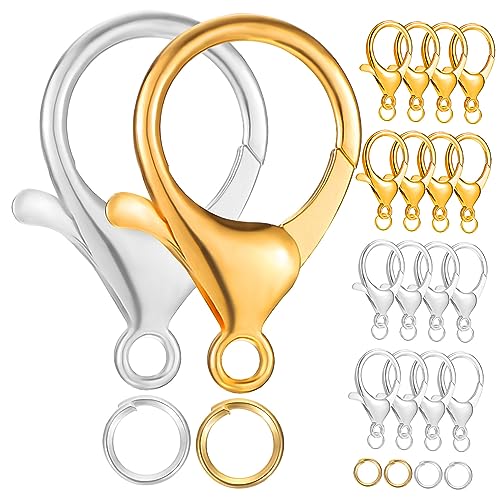 UTHCLO 1 Satz Lobster Claw Clasps Gold Silber mit Offenen Biegeringen Zubehör für DIY Schmuckherstellung und Kreative Bastelprojekte von UTHCLO