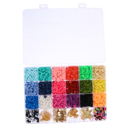 UTHCLO 1 Schachtel Farbige Polymer Clay Perlen Set DIY Schmuck Bastelperlen für Halskette Armband und Dekoration für Kreative Projekte und Kinderhandwerk Set von UTHCLO
