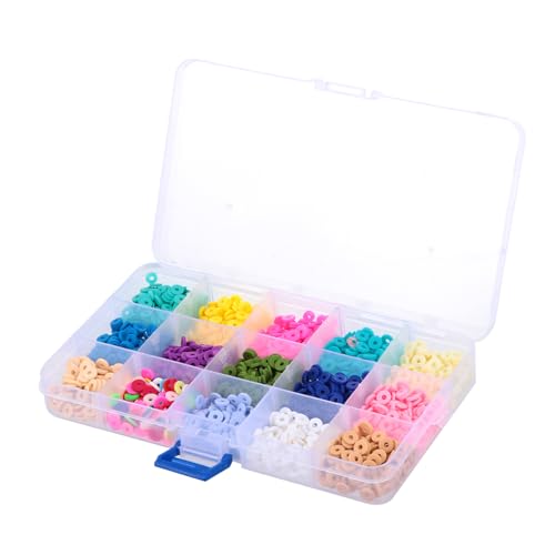 UTHCLO 1 Schachtel Flache Runde Polymer Tonperlen Fächer Box Bunte Bastelperlen für DIY Schmuckherstellung Armbänder Anhänger Craft Making Zubehör UTHCLO 1 Schachtel Flache Runde Polymer Tonperlen Fächer Box Bunte Bastelperlen für DIY Schmuckherstellung Armbänder Anhänger Craft Making Zubehör von UTHCLO