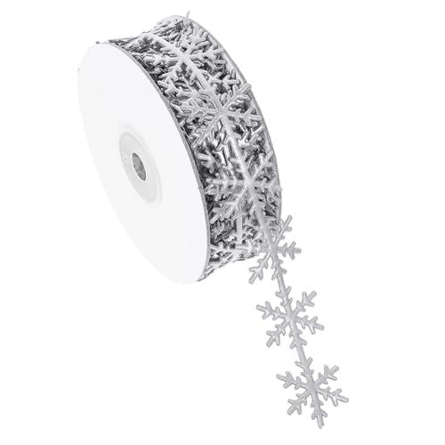 UTHCLO 1 Stück Schneeflocken Geschenkband Gold und Silber Dekoratives Wickelmaterial für Weihnachten Hochzeiten und DIY Projekte Leicht Anzupassen für Festliche Anlässe von UTHCLO