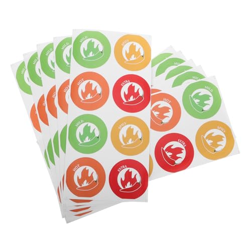 UTHCLO 10 Blatt würzige Aufkleber heißer Aufkleber Feueraufkleber Warnaufkleber Lebensmitteletiketten Aufkleber Aufkleber Flammenaufkleber Fast-Food-Aufkleber von UTHCLO