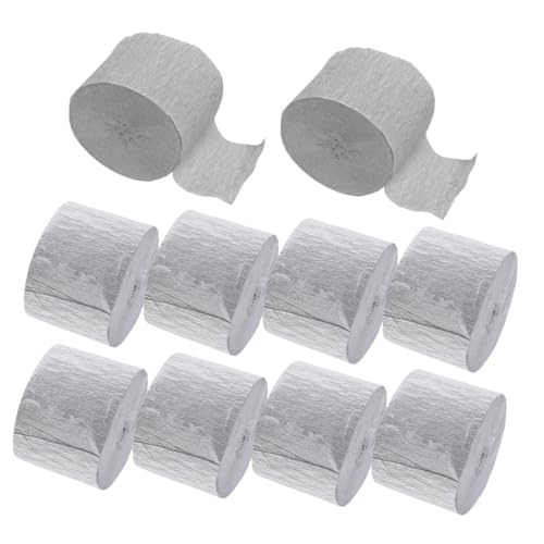 UTHCLO 10 Rollen Krepppapier Bänder Silber Flexible Papier-streamer für Partydekoration Geburtstags Hochzeitsfeiern Vielseitig Einsetzbare DIY Krepp-luftschlangen von UTHCLO