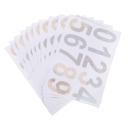 UTHCLO 10 Sets Wasserdichte Selbstklebende Etiketten Reflektierende Zahlen DIY Briefkastennummern Außennummernaufkleber Nummernaufkleber Für Briefkästen Reflektierende Wasserdichte von UTHCLO