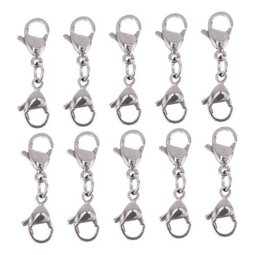 UTHCLO 10 Stück Doppel Karabiner Verschlüsse für DIY Schmuck Glänzende Oberfläche für Armbänder und Schlüsselanhänger von UTHCLO