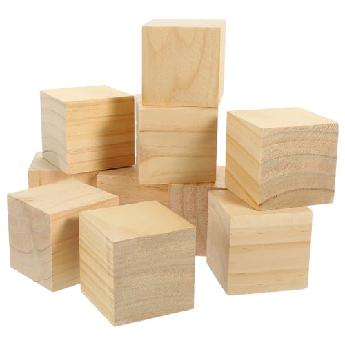 UTHCLO 10 Stück Holzwürfel Natürliche Holzblöcke für DIY Projekte Glatte Oberflächen für Bastelarbeiten und Kreative Gestaltung zum Malen Schreiben und Dekorieren von UTHCLO